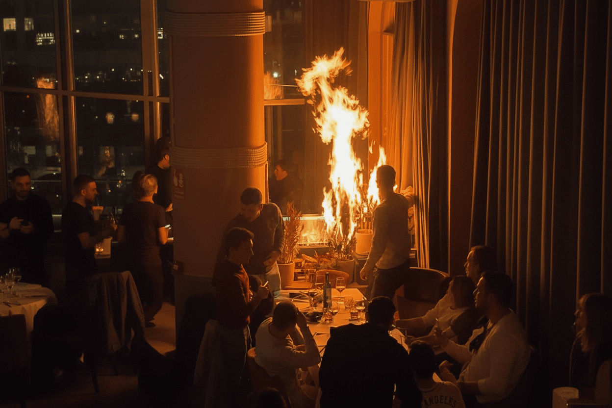 PÁNICO EN 'FANÁTICO': Un restaurante de moda de la Castellana ROZA LA TRAGEDIA por una bengala 10 días después del horror de