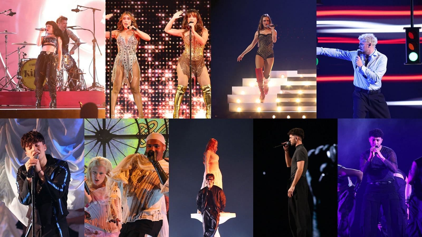 Espectáculo musical en vivo durante Benidorm Fest con artistas en escenario.