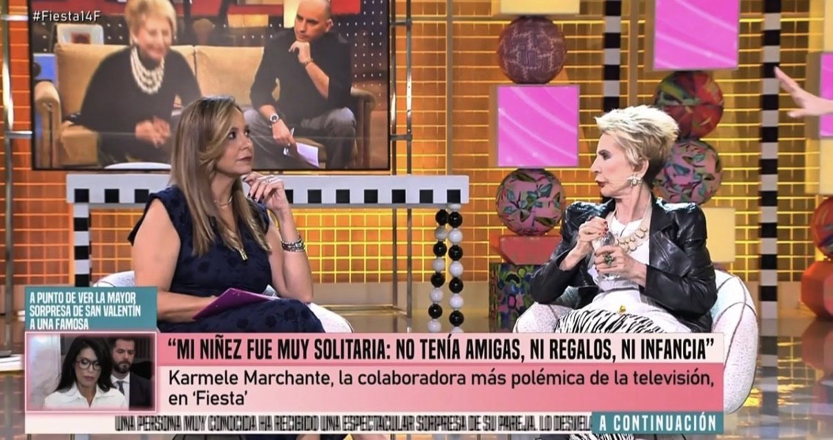 Karmele Marchante en 'Fiesta' hablando con Mónika Vergara sobre su pasado.