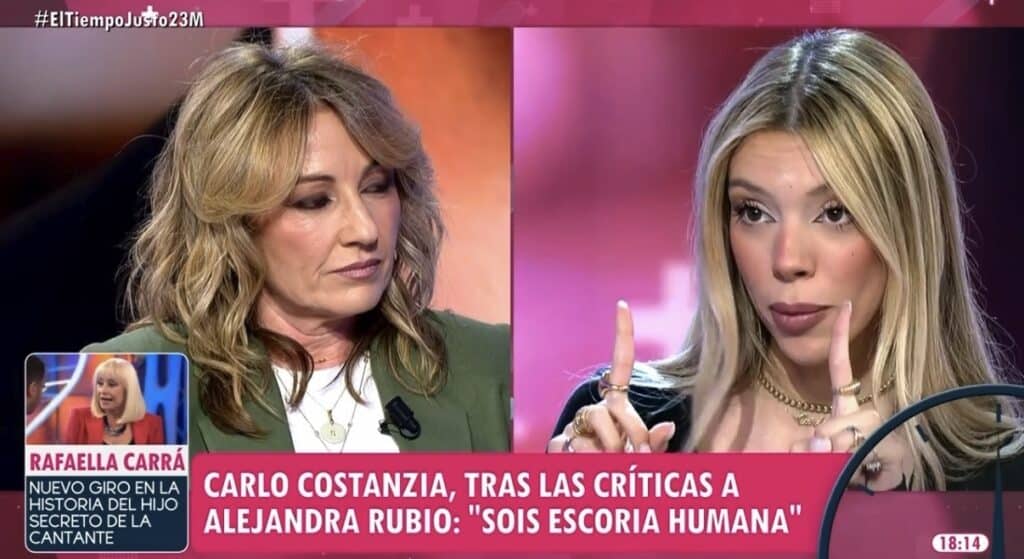Sandra Aladro expone sus reproches a Alejandra Rubio en el plató de 'El tiempo justo'