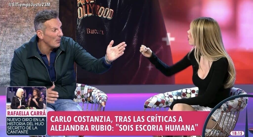El plató de 'El tiempo justo' durante el tenso rifirrafe entre Alejandra Rubio y Sandra Aladro