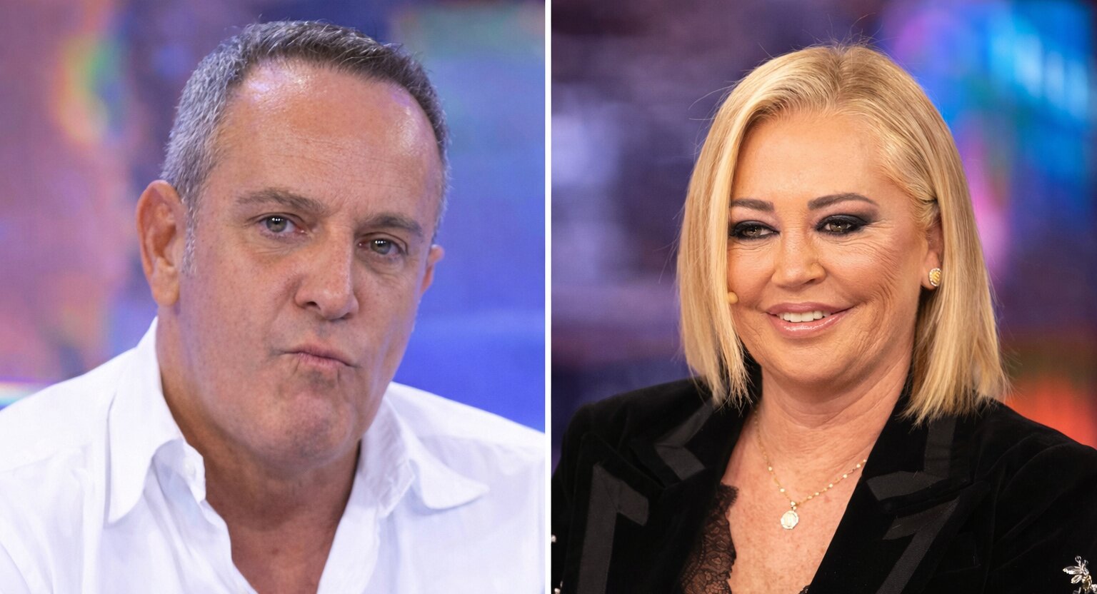 Víctor Sandoval y Belén Esteban en un montaje sobre el conflicto por su situación económica