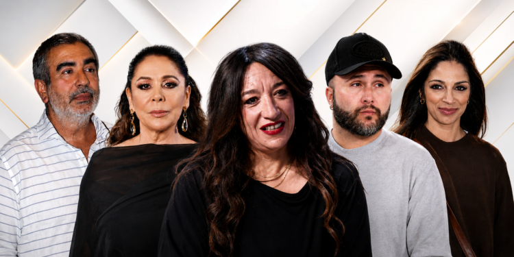 Almudena Mateo, guardesa de Cantora, en un montaje junto a Isabel Pantoja y Kiko Rivera
