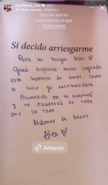 Mar Flores presume de la emotiva dedicatoria de Alejanda Rubio