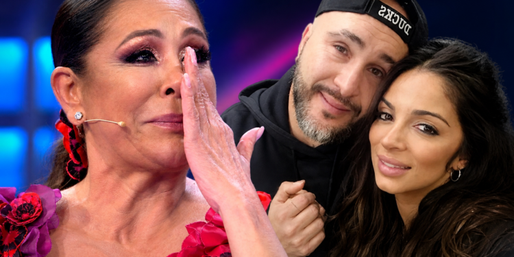 Isabel Pantoja, su hijo Kiko Rivera y la novia de este, Lola García, en un montaje con imágenes de los tres