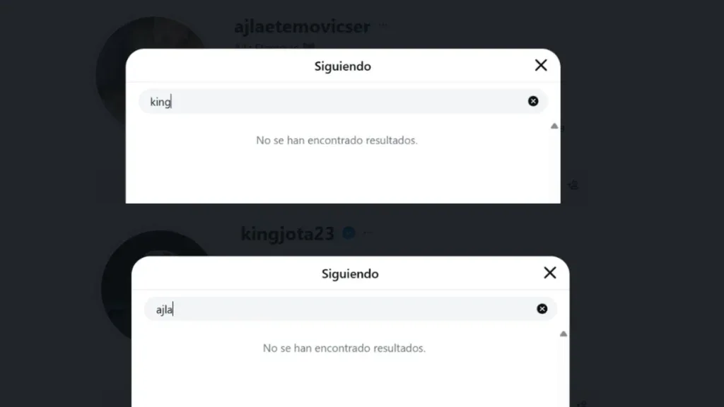 El perfil de Instagram de Jota Peleteiro, donde ya no figura el seguimiento a la cuenta de Ajla Etemovic
