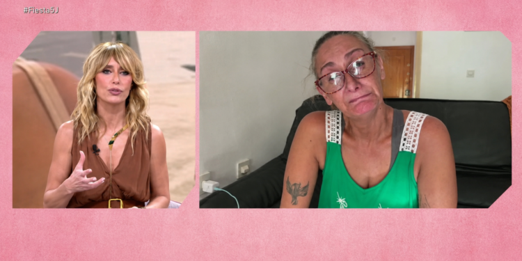 Emma García conecta desde el plató de 'Fiesta' con Paqui 'La Coles', que responde afligida desde el sofá de su casa
